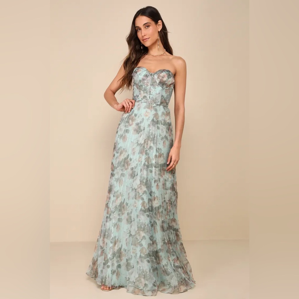 Lulus sage floral gown
